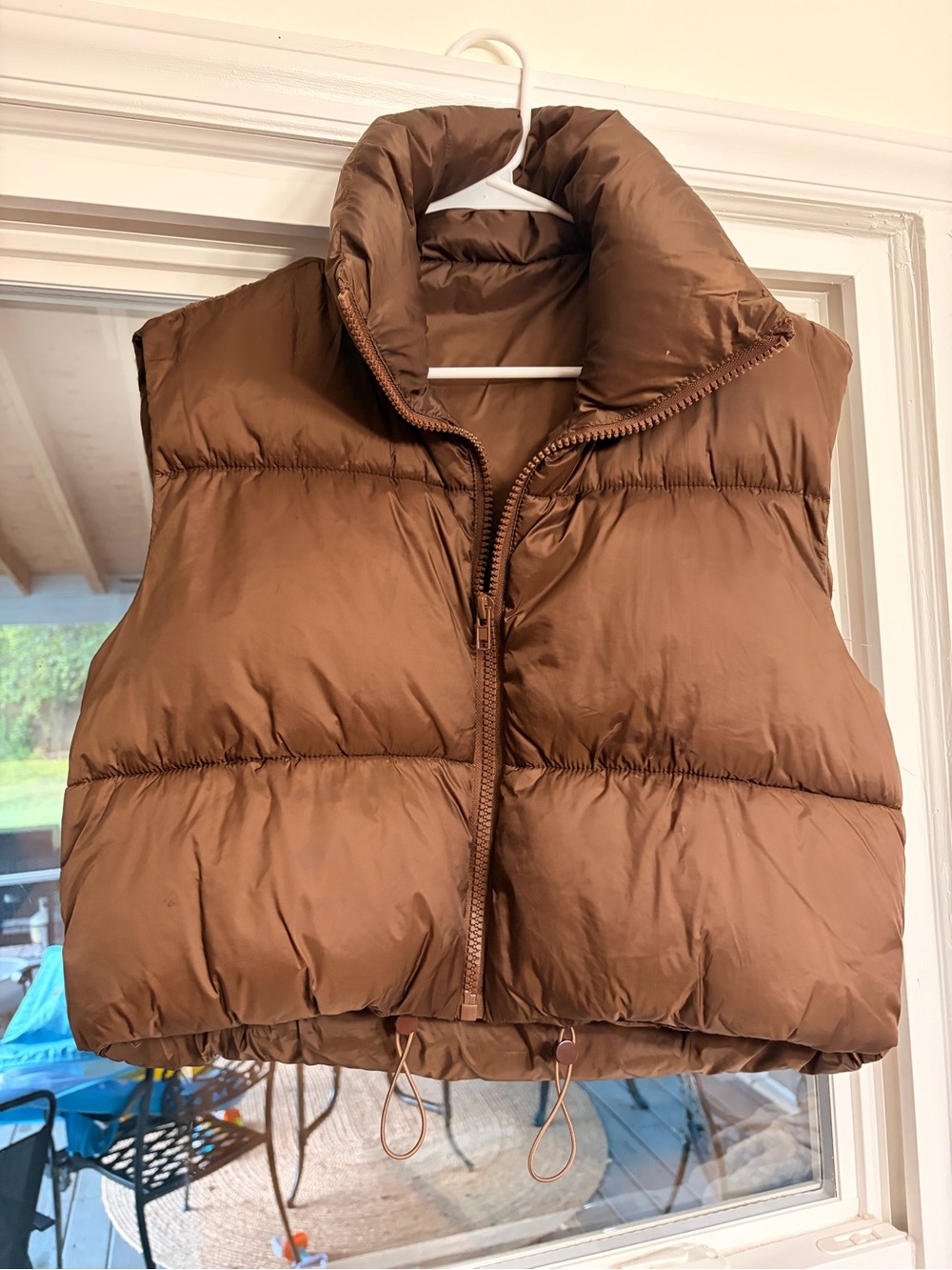 Women’s Brown Puffer Vest - Quilted Sleeveless Jacket